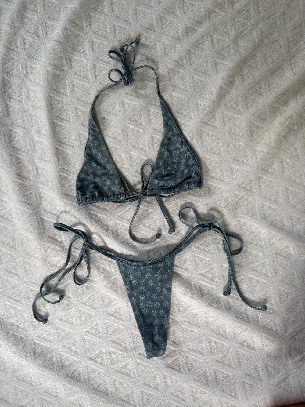 Kulani Kinis Blue Floral Triangle Tie Bikini